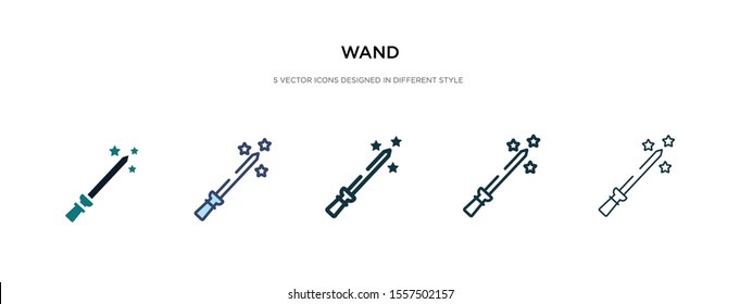 wand icon in different style vector illustration. two colored and black wand vector icons designed in filled, outline, line and stroke style can be used for web, mobile, ui