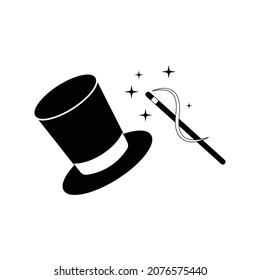Diseño del icono de Wand Magic hat aislado en fondo blanco