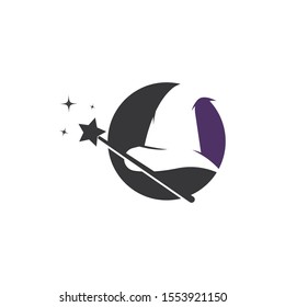 Wand Magic hat icon vector template
