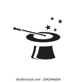 Diseño de símbolo vectorial de plantilla de logotipo de sombrero mágico de Wand