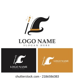 Wand magic hat Logo Template vector symbol design
