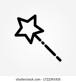 Plantilla vectorial de icono de palo mágico de banda ancha. Icono vectorial del asistente de magia