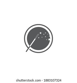 Símbolo vor de plantilla de logotipo de palo mágico de mano 