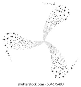 Wand Magic Tool fireworks swirl rotation. Vector illustration style is flat gray iconic symbols on a white background. Object spiral created from random symbols.