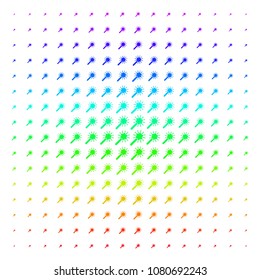 Wand Magic Tool icon spectrum halftone pattern. Vector wand magic tool symbols organized into halftone grid with vertical rainbow colors gradient. Designed for backgrounds,