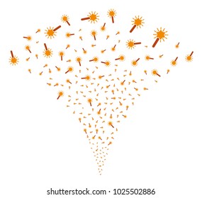Wand Magic Tool stream fountain. Vector illustration style is flat iconic symbols. Object fountain organized from random icons as wand magic tool fireworks.