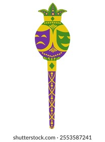 Wand for the Mardi Gras masquerade, symbols of power for the entourage and design vector illustration of a festive poster or flyer