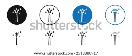 Wand vector icon in black and blue colors