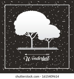 wandelust forest landscape scene icon vector illustration design