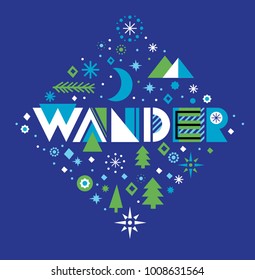 Wander Nature Badge Vector Illustration