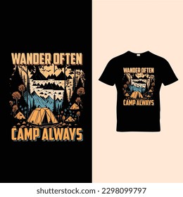 Wander Often Camp Always camping tshirt desing vector