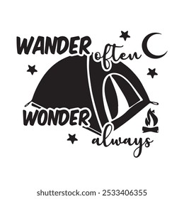 wander often wonder always logo inspirational positive quotes, motivational, typography, lettering design