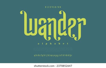Wander premium luxury elegant alphabet letters and numbers. Elegant wedding typography classic serif font decorative vintage retro. Creative vector illustration