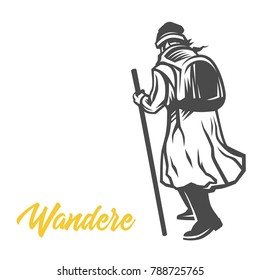 Wandere, Wanderer,  vector illustration.