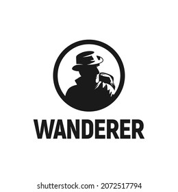 wanderer silhouette logo inspiration portrait , traveler