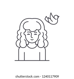 Wandering in the clouds line icon concept. Wandering in the clouds vector linear illustration, symbol, sign