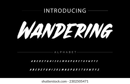 Wandering vector brush style font, alphabet, typeface