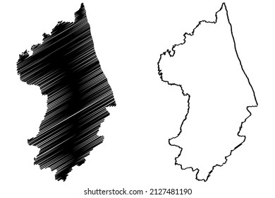 Wanderley municipality (Bahia state, Municipalities of Brazil, Federative Republic of Brazil) map vector illustration, scribble sketch Wanderley map