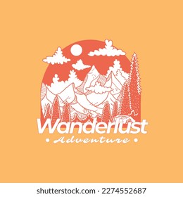 Wanderlust Adventure outdoor illustration logo vector