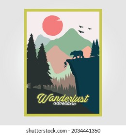 Wanderlust Adventure Vintage Poster Illustration Design, Travel Poster Design, Climbing Poster, Outdoor