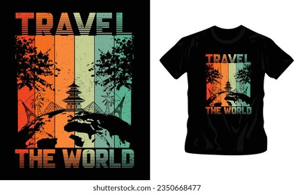 Wanderlust or adventure-themed artwork typography modern classic t-shirt design editable template