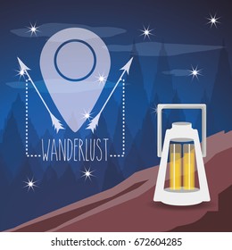 wanderlust aventure with landscape and explorer nature