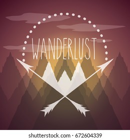 wanderlust aventure with landscape and explorer nature