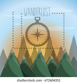 wanderlust aventure with landscape and explorer nature