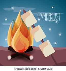 wanderlust aventure with landscape and explorer nature