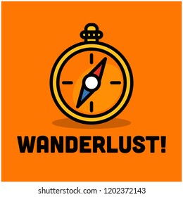 Wanderlust with Compass Vector Illustration in Flat Style