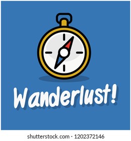 Wanderlust with Compass Vector Illustration in Flat Style