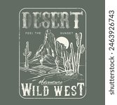 Wanderlust desert vibes vector graphic print design , print design for apparel, sticker, poster, background and others. Arizona t-shirt artwork design
