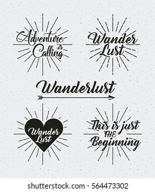 wanderlust emblems over white background. vector illustration