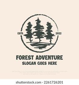 Wanderlust forest adventure badge logo design vector, simple logo for outdoor adventure icon illustration template