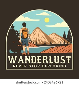 Wanderlust graphic illustration for tshirt design,poster,badge etc