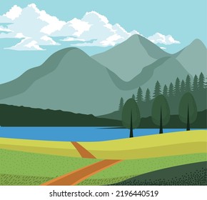 wanderlust landscape with forest scene