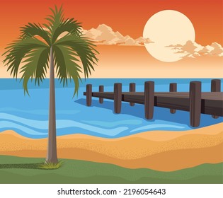 wanderlust landscape with palm scene