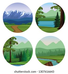 Wanderlust landscapes cartoon