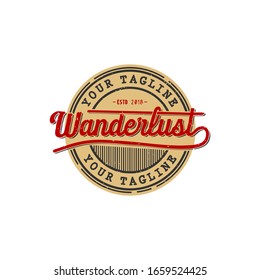 wanderlust lettering vintage vector logo design