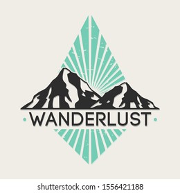 Wanderlust Lifestyle Logo. Adventure Mountain Design. Vector Illustration Cut File.