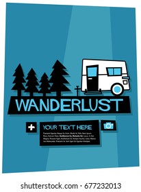 Wanderlust Love Travel poster in Retro Style With Text Box Template