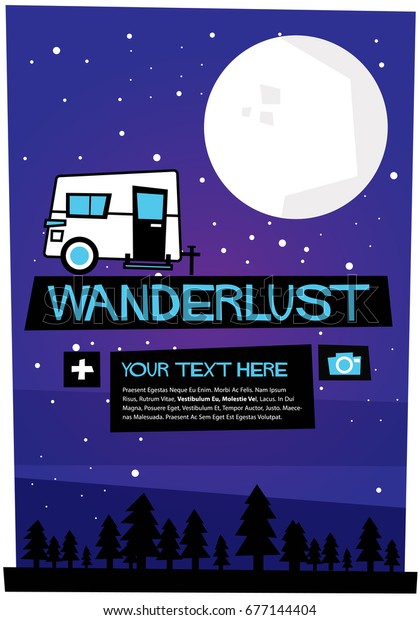 Wanderlust Love Travel poster in Retro Style\
With Text Box\
Template