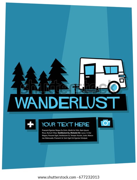 Wanderlust Love Travel poster in Retro Style\
With Text Box\
Template
