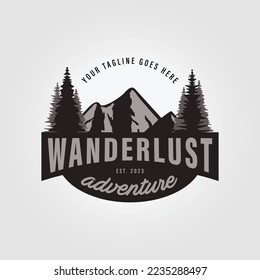 wanderlust mountain adventure logo design icon vector illustration