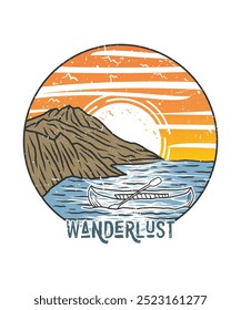 wanderlust mountain beach adventure t shirt design illustration for travel lovers