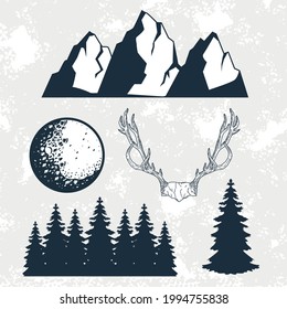 wanderlust nature five set icons