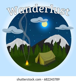 wanderlust night camping banner