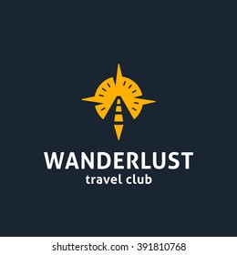Wanderlust Original Conceptual Minimal Symbol with Memorable Visual Metaphor. Simple, Solid & Bold Mark executed in a Powerful & Well-designed Way. Represents the Concept of Travel & Adventures.