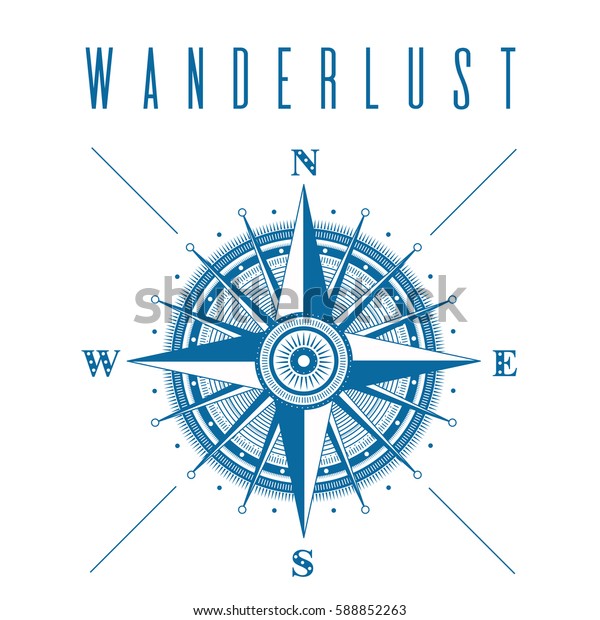 Wanderlust Poster Compass Vector Travel Adventure Stock Vector Royalty Free 588852263