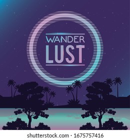 Wanderlust-Poster mit Vektorillustration-Design
